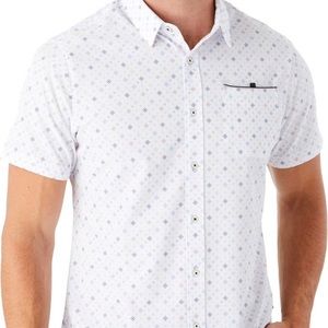 7 Diamonds - Short Sleeve Button Up Shirt - Men’s Large - White